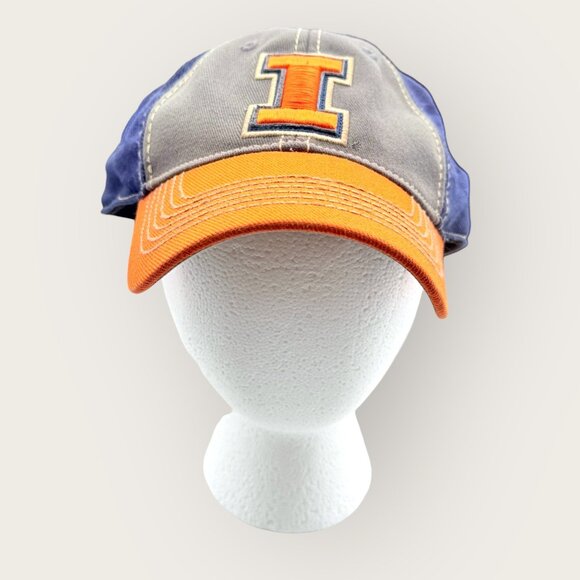 University Of Illinois Fighting Illini Adjustable Baseball Cap Orange Navy Grey - Picture 1 of 7